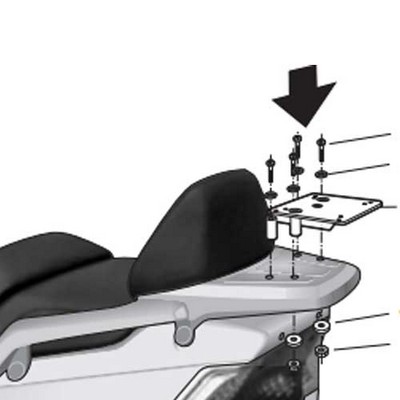 Shad KIT TOP DAELIM S2 125-250 2006-12 Para instalar una maleta trasera Shad KIT TOP DAELIM S2 125-250 2006-12 Para instalar una maleta trasera