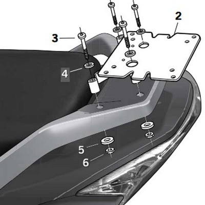 Shad KIT TOP DAELIM S3-Q3 125i 10-11 Para instalar una maleta trasera Shad KIT TOP DAELIM S3-Q3 125i 10-11 Para instalar una maleta trasera