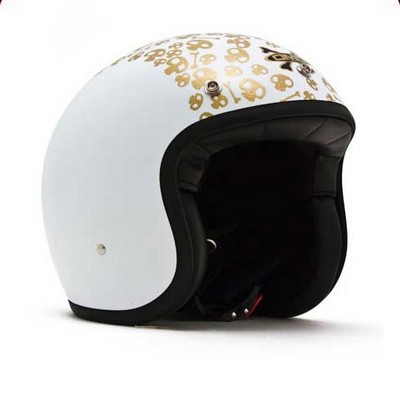 DMD Casco diseño clásico vintage blanco Skull gold