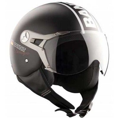 Casco Bandit negro mate con logo y visera homologa