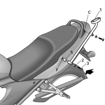 Shad TOP SUZUKI BANDIT 600 y 1200 N/S 2001-04 Para instalar una maleta trasera Shad TOP SUZUKI BANDIT 600 y 1200 N/S 2001-04 Para instalar una maleta trasera