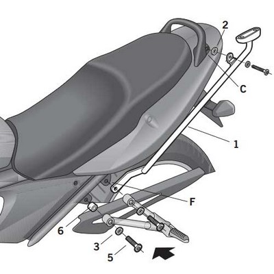 Shad KIT SUZUKI BANDIT GSF 650-1200 S 2005-12 Para instalar una maleta trasera Shad KIT SUZUKI BANDIT GSF 650-1200 S 2005-12 Para instalar una maleta trasera