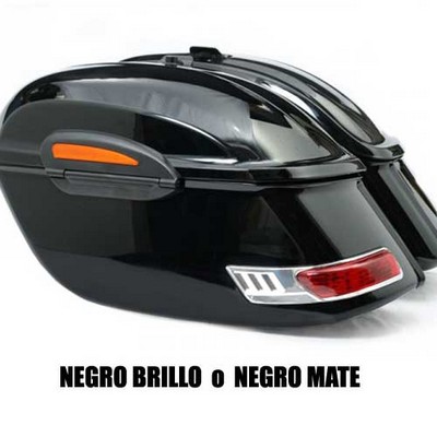 Alforjas rigidas para motos custom con luces apertura superior, modelo Fast Alforjas rigidas para motos custom con luces apertura superior, modelo Fast