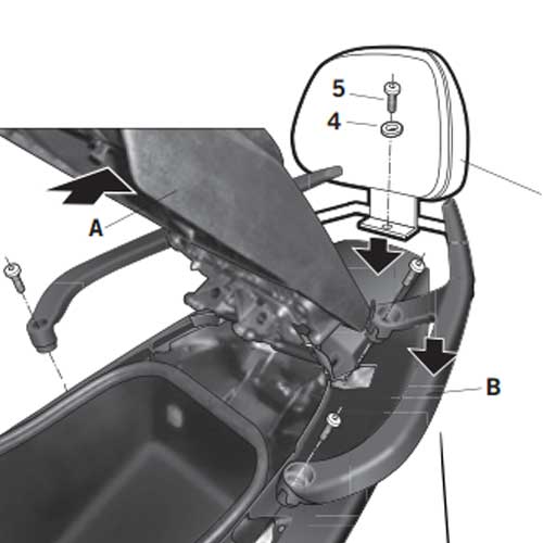 Respaldo Shad para Yamaha T MAX XP 500 ABS 2008 12 Respaldo Shad para Yamaha T MAX XP 500 ABS 2008 12