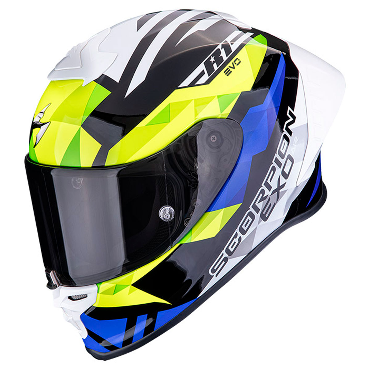 Casco moto Scorpion EXO-R1 EVO II AIR VALERE Negro Azul Amarillo Fluor
