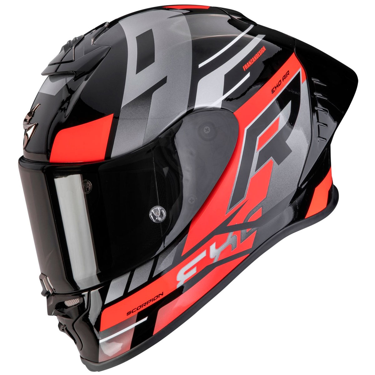 Casco moto Scorpion EXO-R1 EVO II AIR ADRENALINE Negro Rojo Plata Talla L