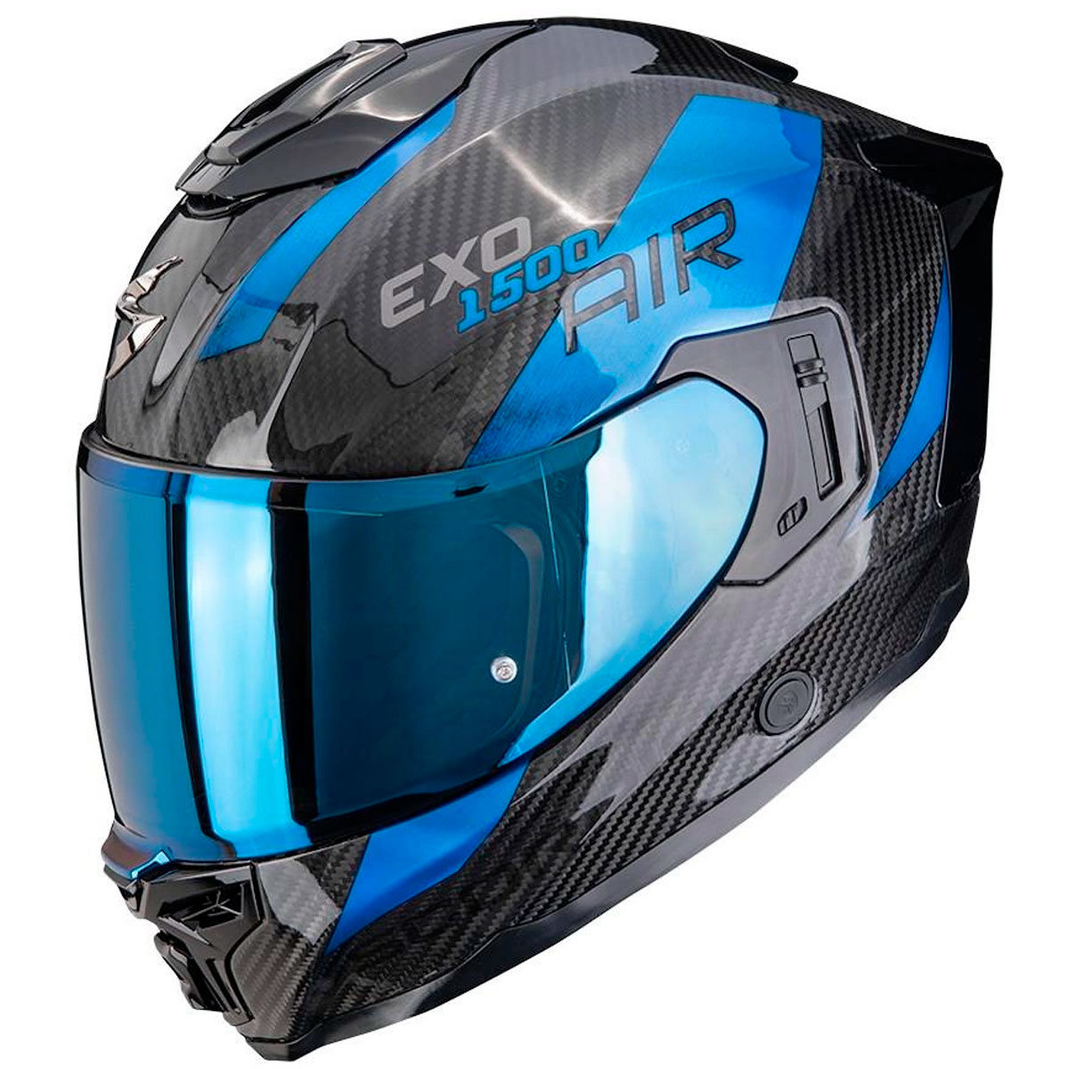 Casco moto Scorpion EXO-1500 CARBON AIR Platted Negro Azul