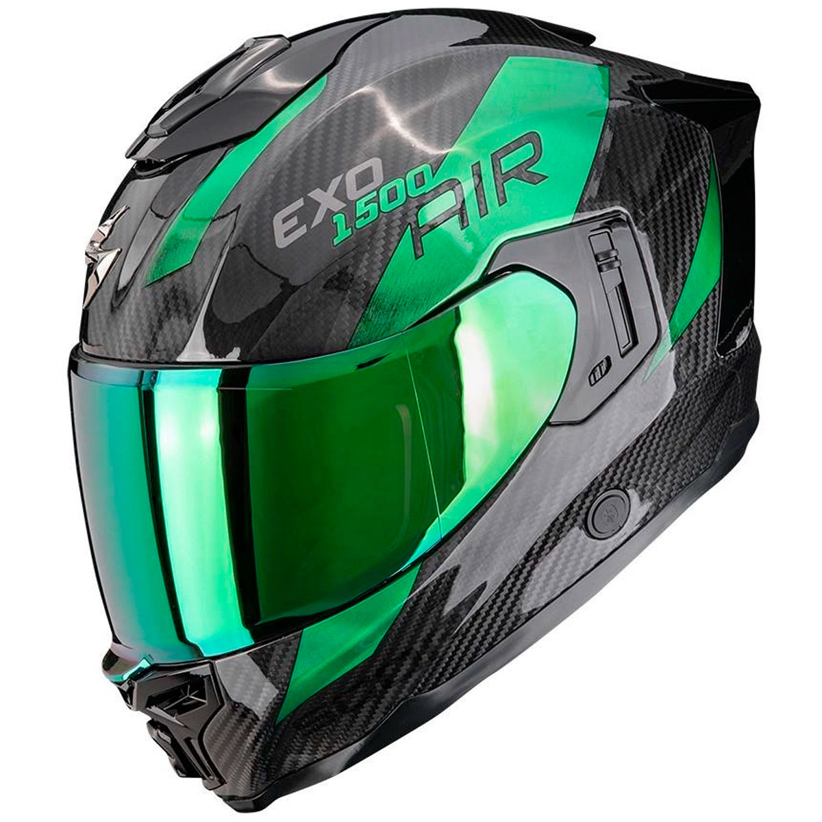 Casco moto Scorpion EXO-1500 CARBON AIR Platted Negro Verde