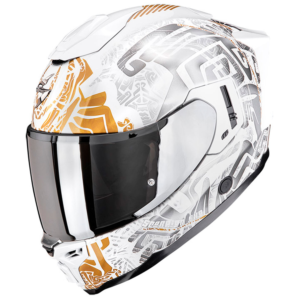 Casco moto Scorpion EXO-1500 AIR APUS Blanco Gris Oro