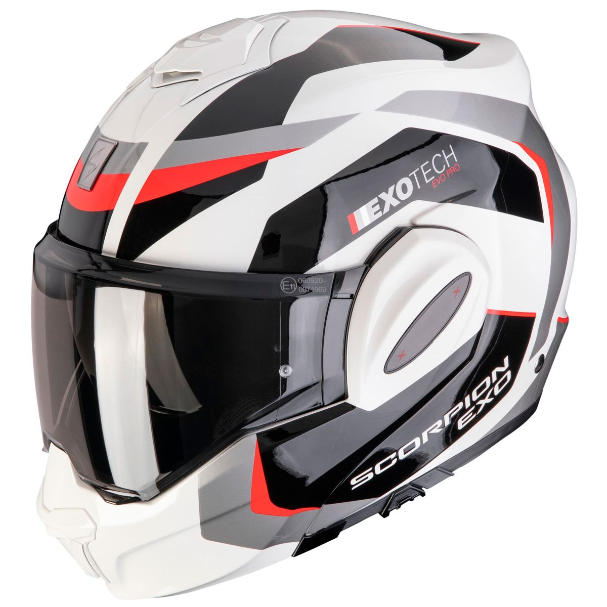 Casco moto Scorpion Exo-Tech EVO PRO fibra ACUTI Gris Negro Rojo
