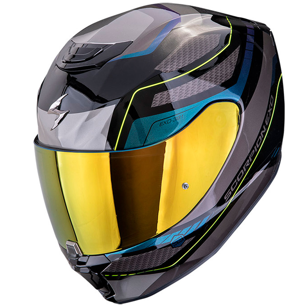 Casco moto Scorpion EXO-391 LEO Negro Azul
