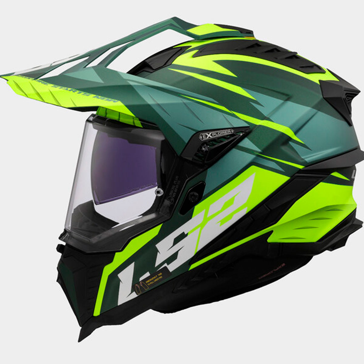 Casco LS2 Explorer SPIRE Verde Amarillo Flúor Talla M