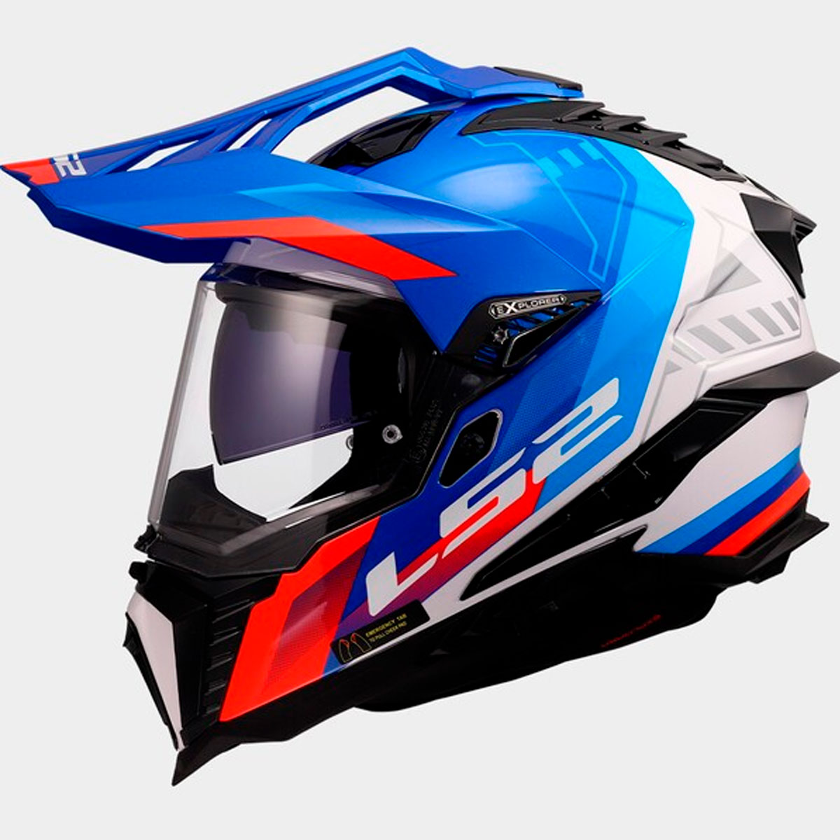 Casco LS2 Explorer HEXA Blanco Azul Rojo