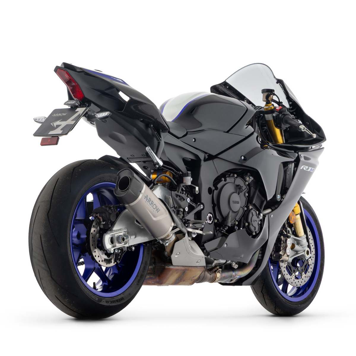 Escape Indy Race EVO titanio fondo en carbono Arrow para Yamaha YZF R1 25+