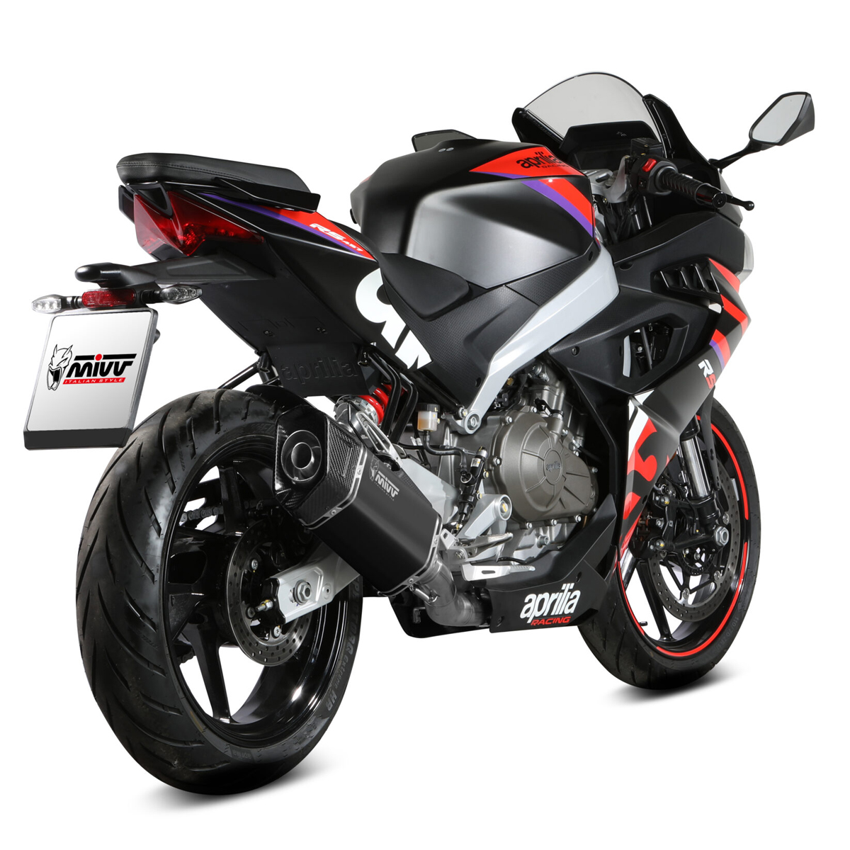 Escape completo Mivv SR-1 acero negro APRILIA RS 457 24+