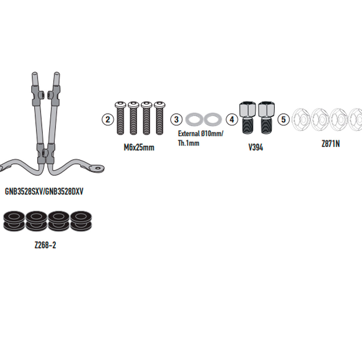 Kit anclajes cúpula 7073A Sym SYMPHONY Fugue 125 25+