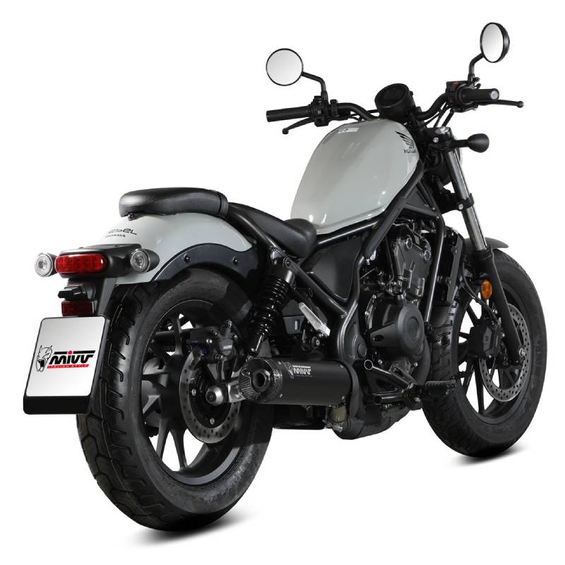Escape Mivv HR-1 Negro con tapa de carbono HONDA CMX500 REBEL 2022-24