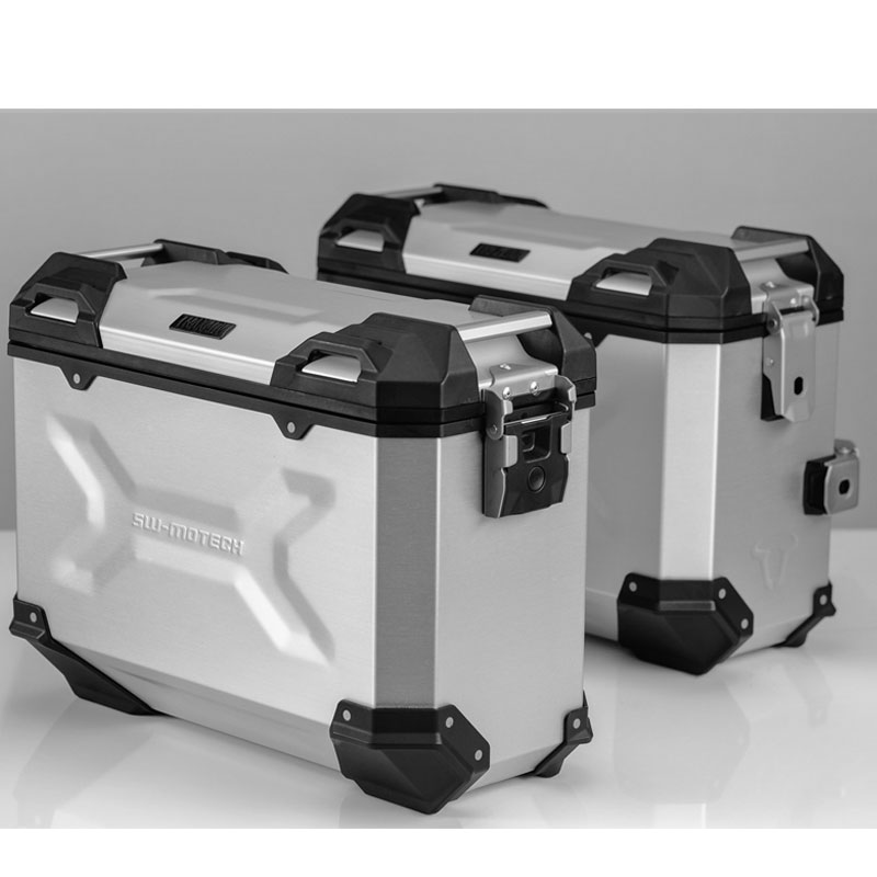 Maletas con soportes SwMotech TRAX ADV Honda VFR1200X Crosstourer 11- Plata Pareja 37 litros