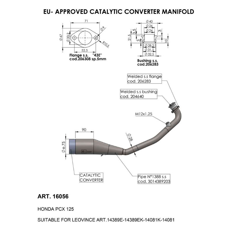 Colector catalizado Honda PCX 2021-