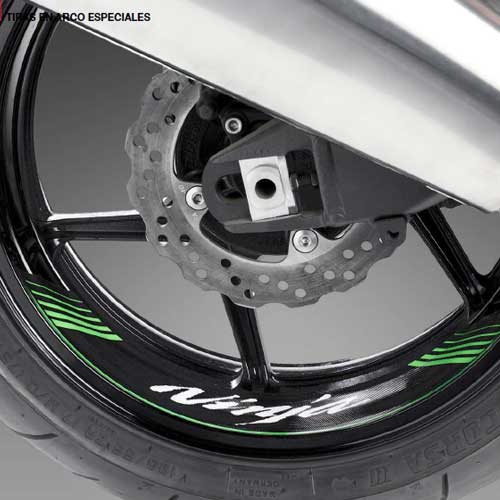 Adhesivo para llantas tiras en arco especiales en Kawasaki Ninja Blanco