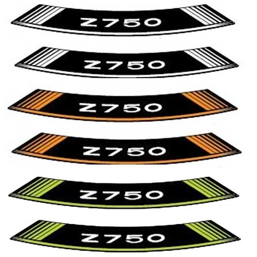 Adhesivo para llantas tiras en arco especiales en Kawasaki Z750 Blanco