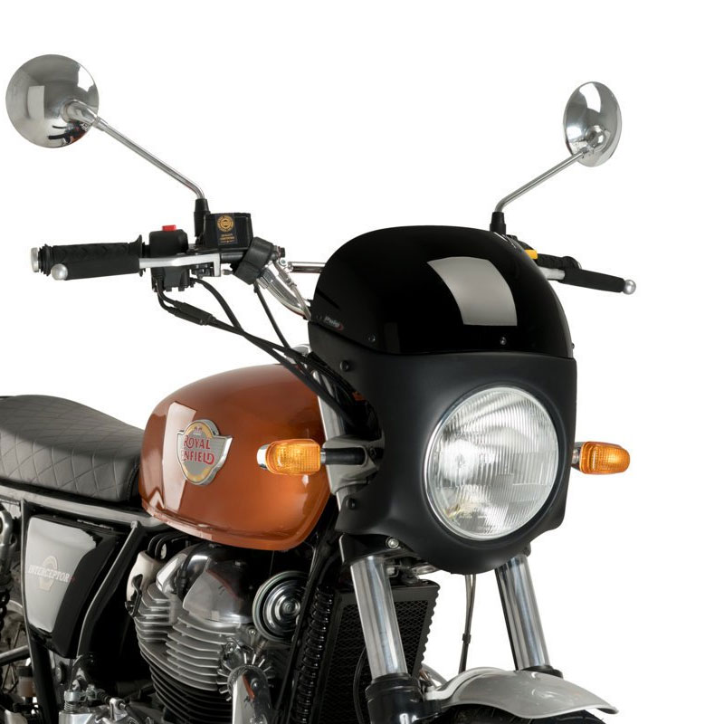 Semicarenado retro Royald Enfield Interceptor Carcasa Negra 9554 ahumado oscuro