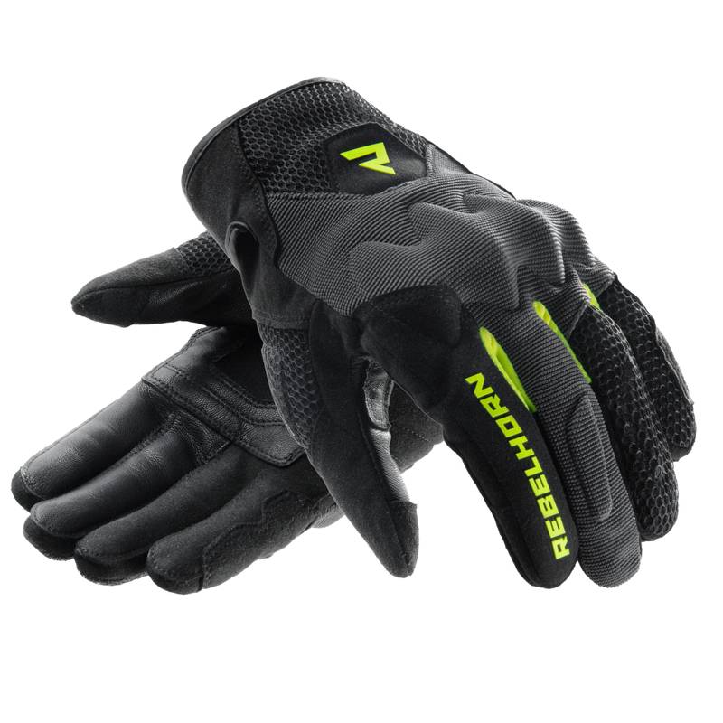 Guantes de moto Rebelhorn Core Negro-Amarillo Flúor Mujer Talla L