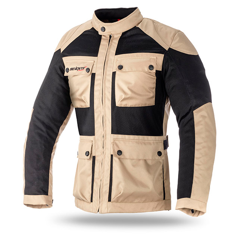 Chaqueta Moto Urban Verano Hombre Negro/Beige TALLA S