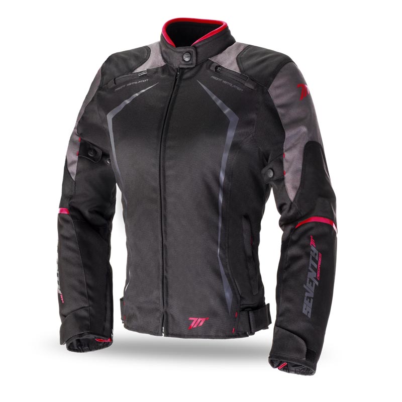 Chaqueta Moto Mujer Racing Negro-Roja de Invierno