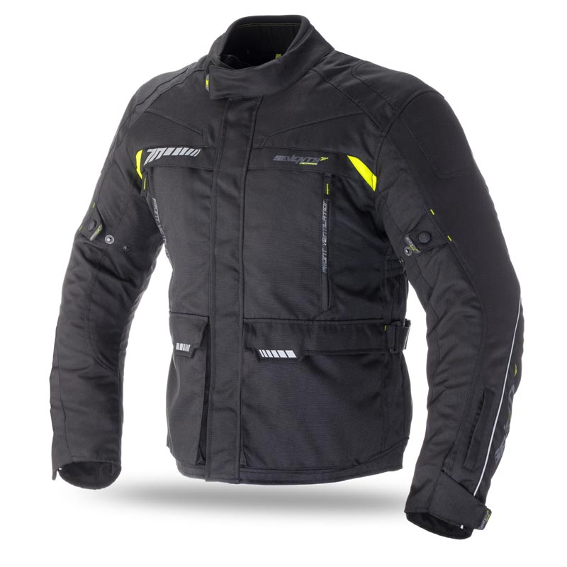 Chaqueta Moto Touring Hombre Negra-Fluor Invierno