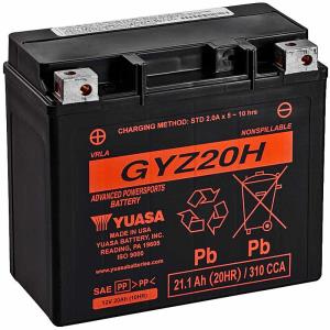 Bateria moto Yuasa GYZ20H Precargada. Alto rendimiento.