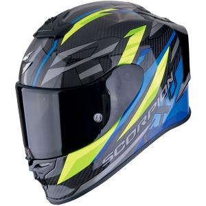 Casco moto Scorpion Exo-R1 Evo Carbon Air RUNNER Negro-Azul-Amarillo Fluor