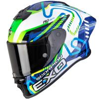 Casco moto Scorpion EXO-R1 EVO II AIR CORNERING Blanco Azul Verde