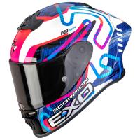 Casco moto Scorpion EXO-R1 EVO II AIR CORNERING Blanco Azul Rosa