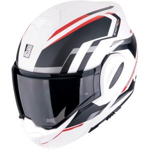 Casco moto Scorpion Exo-Tech Evo FURIO Blanco mate Negro Rojo