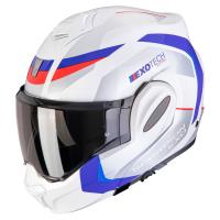 Casco moto Scorpion Exo-Tech EVO PRO fibra ACUTI Blanco Azul Rojo