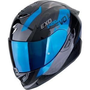 Casco moto Scorpion Exo-1400 Evo II PLATTED Negro Azul
