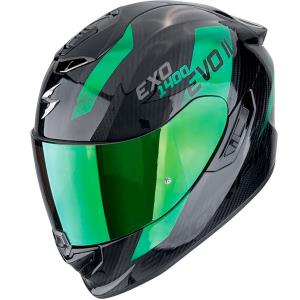 Casco moto Scorpion Exo-1400 Evo II PLATTED Negro Verde