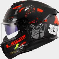 Casco LS2 STREAM II ANGRY MONKEY Negro Mate Rojo