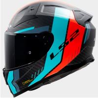 Casco LS2 Vector II Carbon GRID Negro Rojo Cian