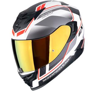 Casco moto Scorpion Exo-520 Air LENA Blanco mate Plata Rojo