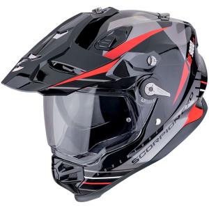 Casco moto Scorpion ADF-9000 AIR FEAT Negro Plata Rojo