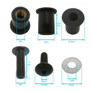 Tornillos de carenado aluminio negro con tuerca de goma 5x16 Â· 2
