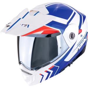 Casco moto Scorpion ADX-2 LEWIS Blanco Azul Rojo