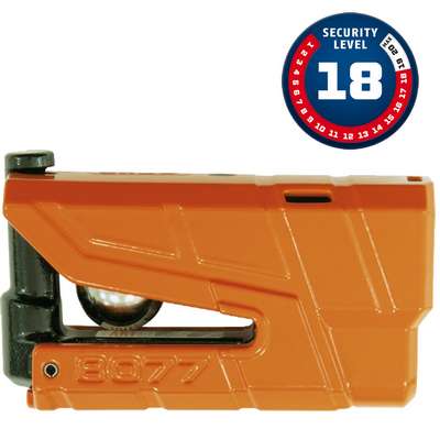 8077 candado disco abus granit detecto x-plus naranja negro con alarma 3d
