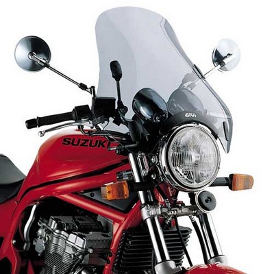 Parabrisas universal para motos naked marca Givi ahumado de 49x50 cm