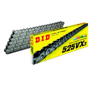 Cadena DID VX3 color acero división 525(enganche remache)