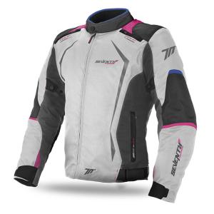 Chaqueta Moto Mujer Racing Blanco-Rosa-Azul De Invierno