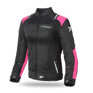 Chaqueta moto mujer verano JR54 negro-rosa