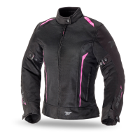 Chaqueta Touring para Verano Mujer Negro-Rosa Fluor